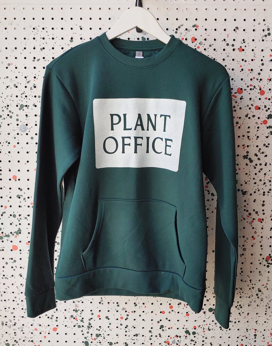 Forest Green Plant Office Pocket Crewneck Sweatshirt